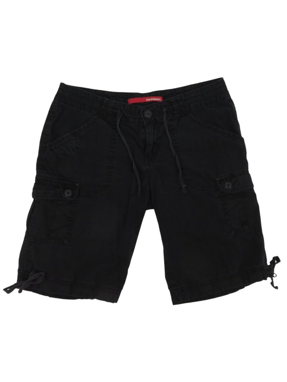 UNIONBAY Juniors 5 Solid Black All Cotton Cargo Bermuda Shorts Pockets Y2K 2000s